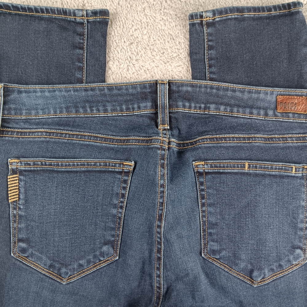 PAIGE Peg Skinny Jeans Women's Size 31 Mid Rise  Stretch Dark Wash - Picture 5 of 14